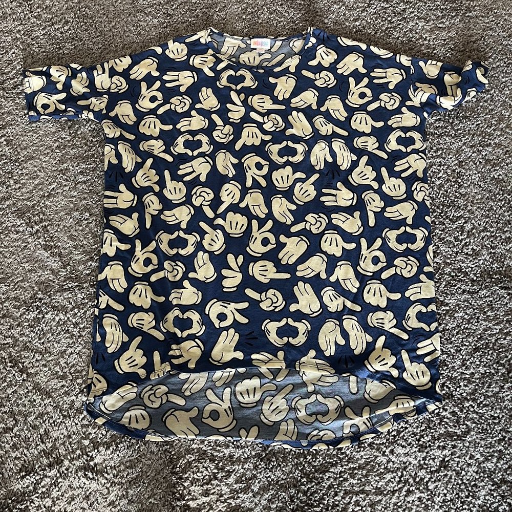Blue and White Mickey Mouse Hands LuLaRoe Irma